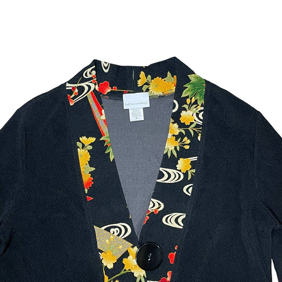 Soft Surroundings Kimono Jacket‎ Blazer Cardigan Artsy Asian Lagenlook Women's M - Picture 3 of 9